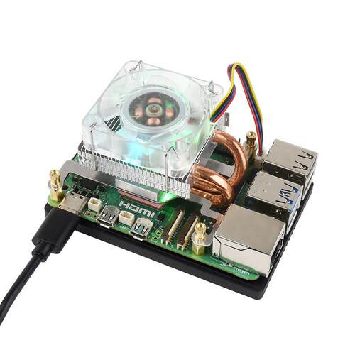 树莓派5代 CPU冰塔散热风扇 LED炫光风扇 塔式铜管导热鳍片散热器