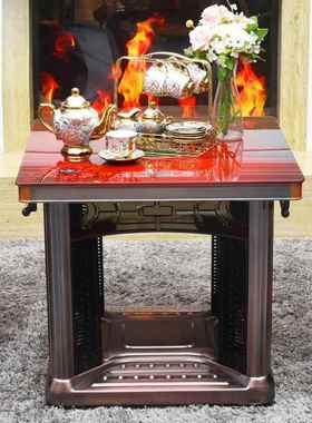 暖取暖桌烤火桌子用暖脚家电电暖炉电烤火炉桌73404正方形桌四面
