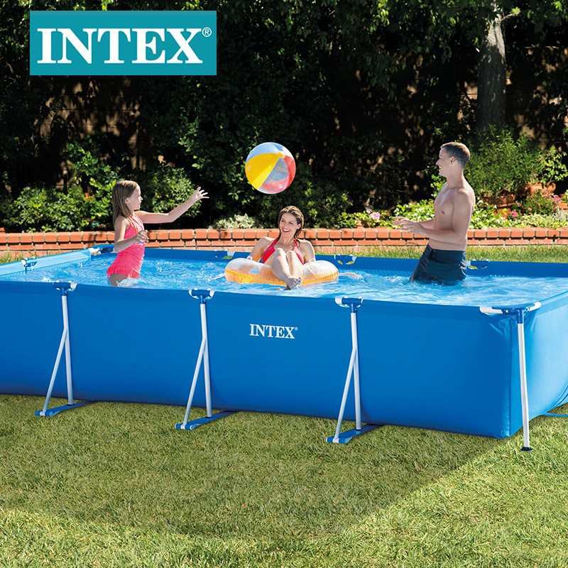 INTEX28273 4.5米长方形管架水池支架游泳池户外家庭养鱼池