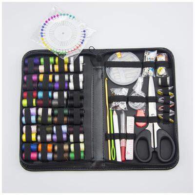 172 piece sewing tool set with needle and thread wrapping