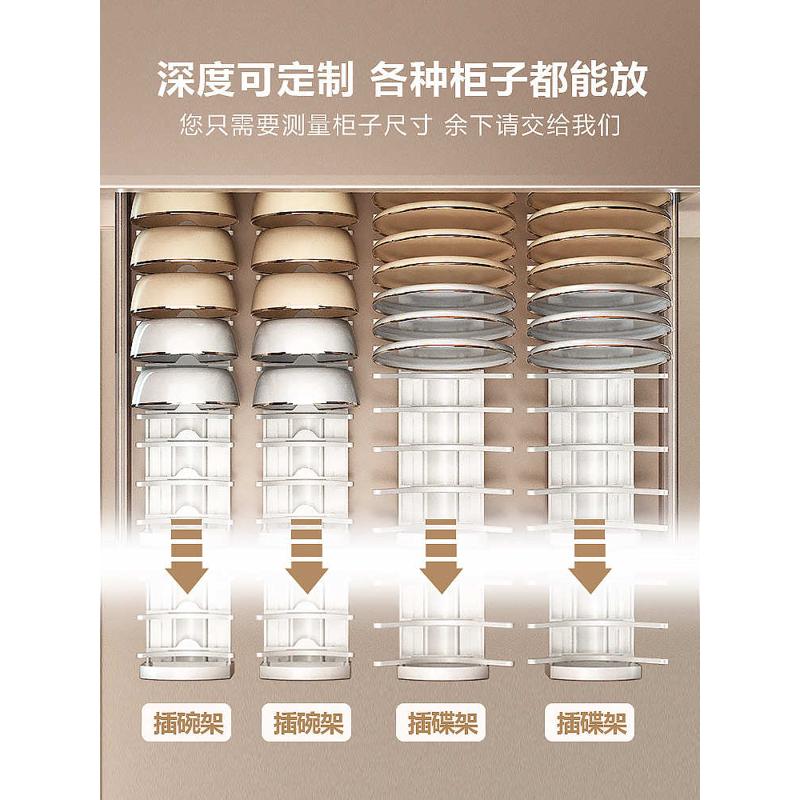 厨房碗碟收纳架碗盘橱柜抽屉内置拉篮内沥水放抽屉里的插碗碟架子