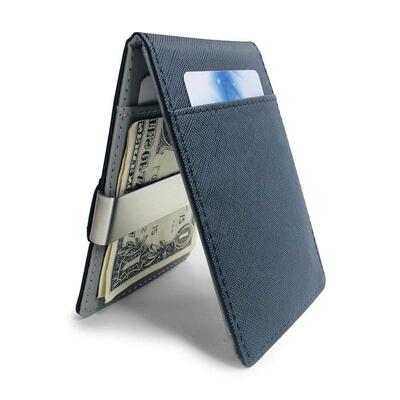SaleSolid Men's Thin Bifold Money Clip Leather Wallet wi