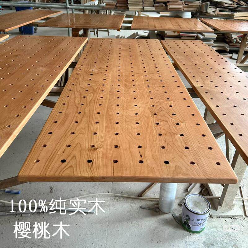 北美FAS级纯实木洞洞板 定制红橡白蜡黑胡桃木樱桃木玄关收纳展示