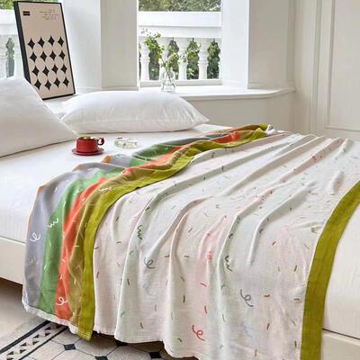 竹棉斜纹多功能纱布单人盖毯加大50%竹纤维50%棉卡通学生毯冷感毯