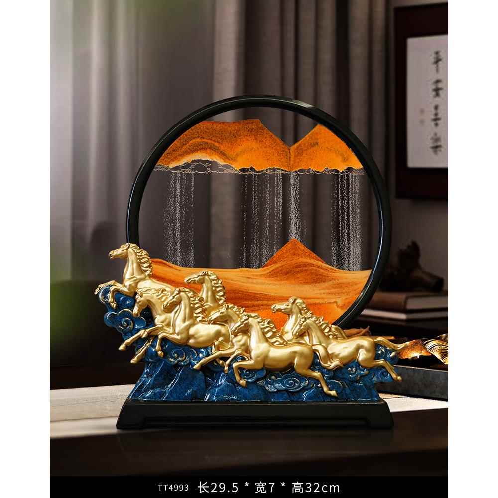高档骏马流沙画摆件家居客厅创意办公高礼档装饰工室艺品公司开业图片