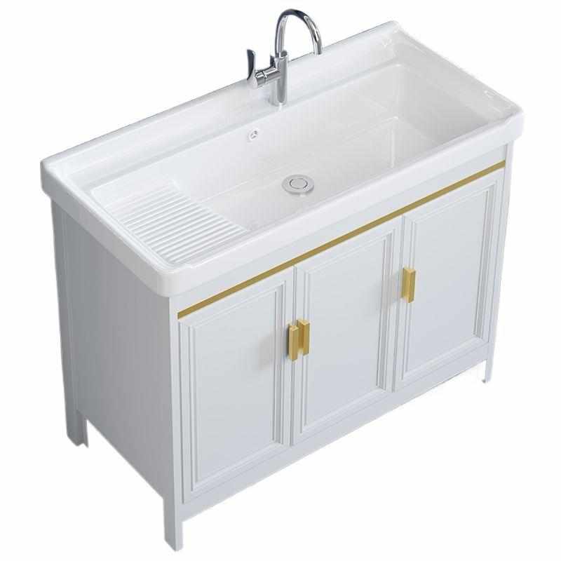 阳台太空铝洗衣柜落地式浴室柜组合洗手洗脸台洗衣池带搓板洗衣盆