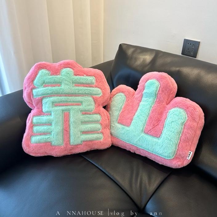 新家的100个快递靠山靠垫沙发腰部支撑抱枕毛绒ins搞怪文字坐垫女