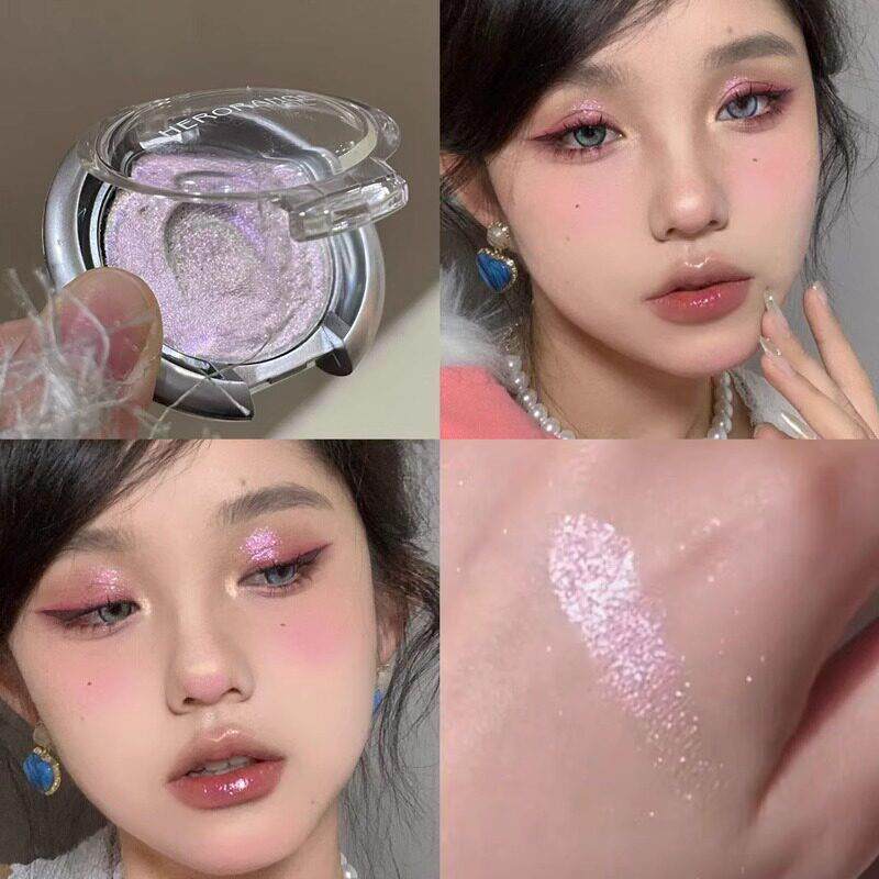清冷！爆闪土豆泥单色眼影提亮高光亮晶晶蓝色粉色黑色绿色眼影盘