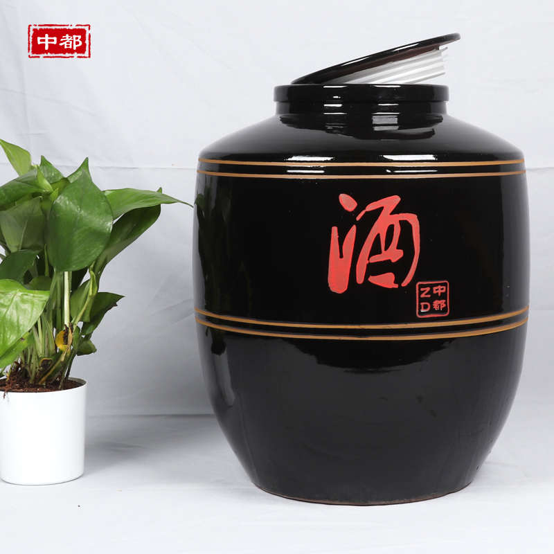 酒坛子陶瓷家用密封窖藏老式存酒土陶酒罐50/100/150/500斤大酒缸