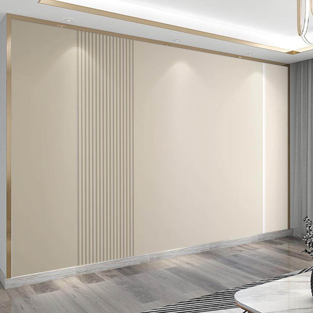 简约电视背景墙壁画影视墙3D立体格栅壁布沙发墙纸客厅墙布奶油风