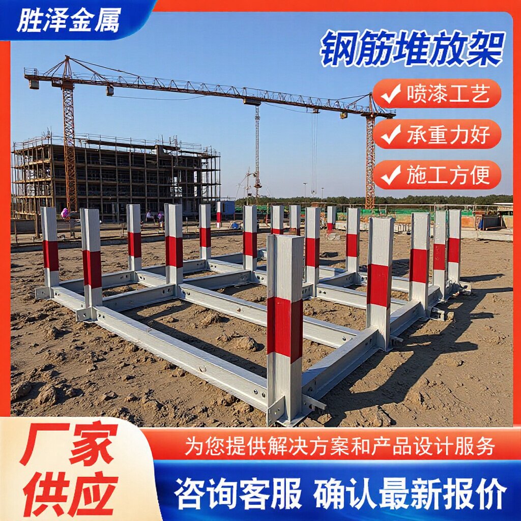 钢筋堆放架建筑工地标准化工字钢材料堆放平台定型化钢筋摆放支架