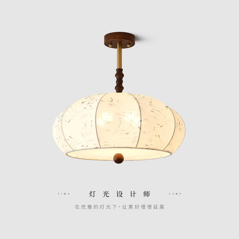 中古风法式复古卧室吊灯新款温馨布艺护眼书房灯南洋美式餐厅灯具