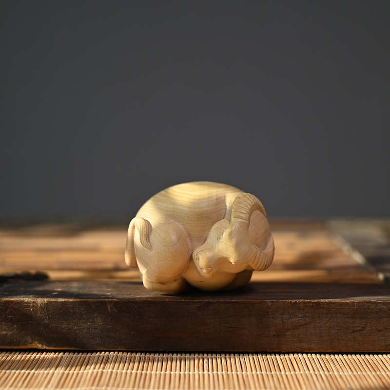 手把茶文玩件宠十二生肖雕刻摆件茶桌工艺品十二生肖黄杨木小叶