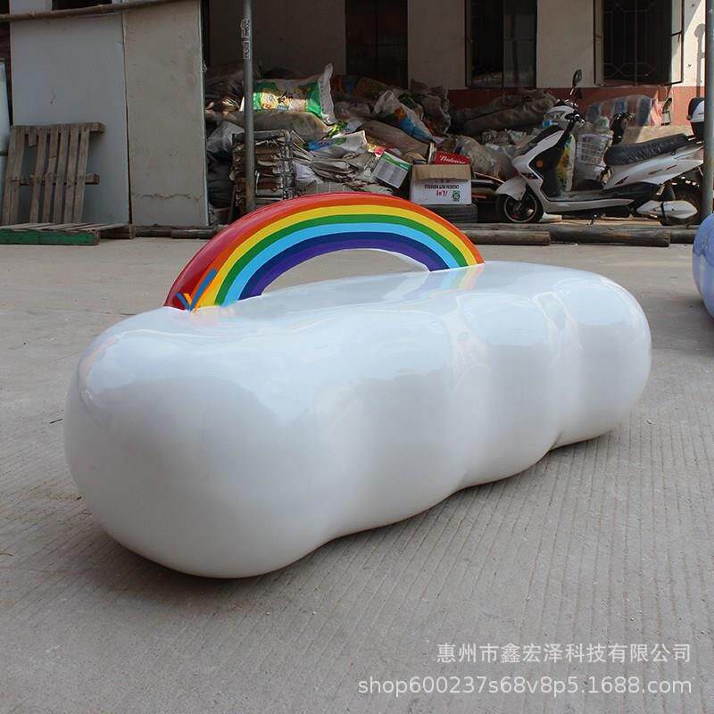 商场玻璃钢异形休闲座椅儿童区装饰坐凳游乐园创意彩虹玻璃钢坐凳