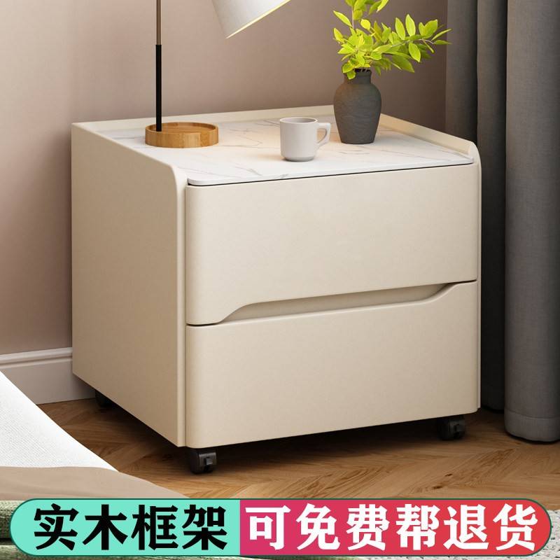 滑轮滚轮实木床头柜家用卧室轻奢现代简约收纳柜床边柜小型可移动