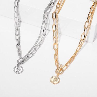 Chain Necklace human head pendant collarbone neck chain项炼