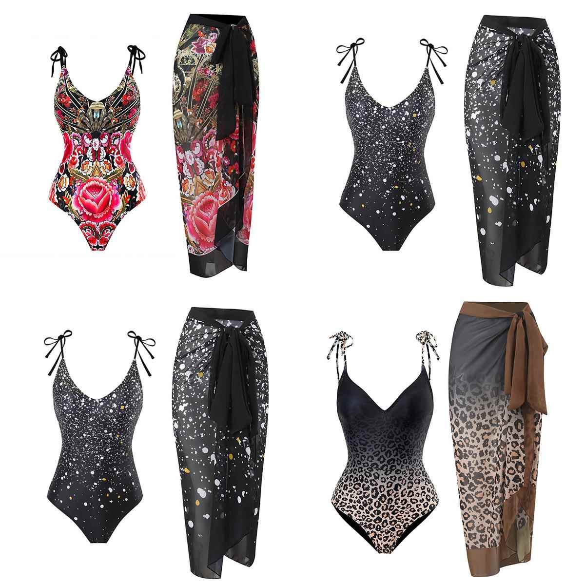 Print Swimsuit Black Skirt Dot Flower Red Leopard Bikini