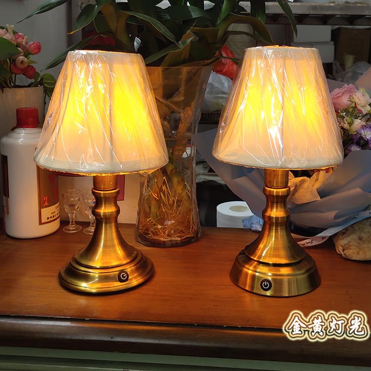 高档欧式古D典轻奢创意酒吧台灯LE充电桌灯小夜灯餐啡影厅咖视布