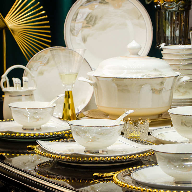 碗碟套装家用高级感景德镇陶瓷餐具碗乔迁礼品高温碗盘碟碗筷全套