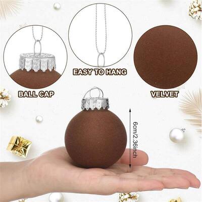 2.4 Inch Velvet Christmas Balls 12PCS Flocked Xmas Tree Hang