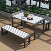 露天长桌椅组合休闲别墅庭院花园公园户外桌椅露台茶几塑木防腐木