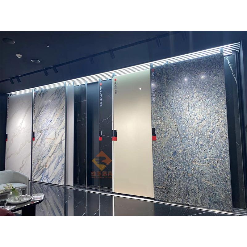 铝型材滑轨瓷砖展示架可调节展柜推拉岩板展架地板砖样品铝合金