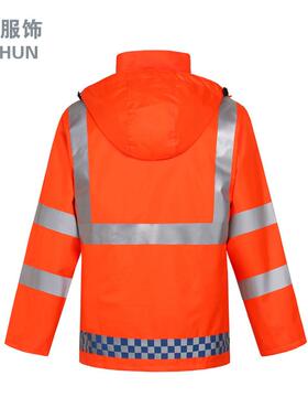 色橘红工程服保洁市政维修935双层橙色反光雨条雨衣环卫雨衣裤套