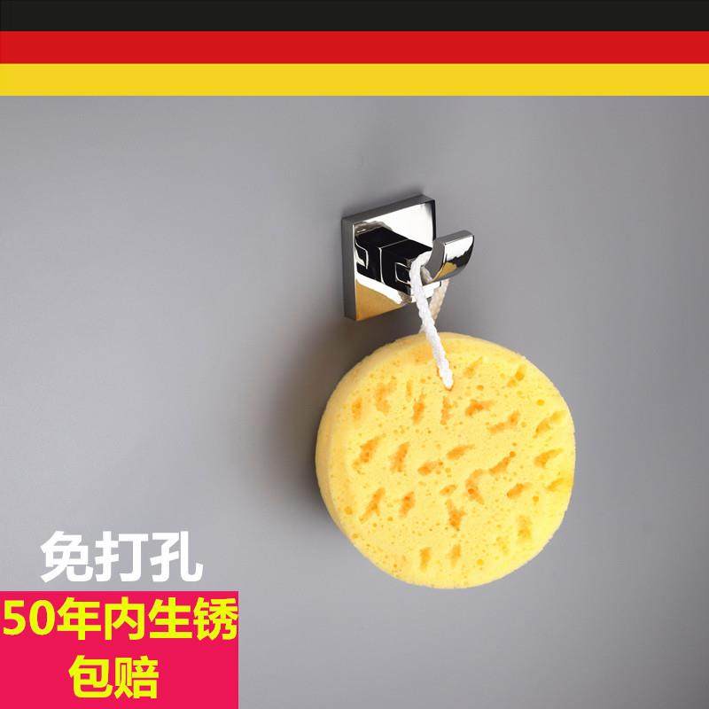 出口德国不锈钢挂钩304浴室单钩排钩挂衣钩厨房衣帽钩壁挂免打孔