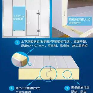 不锈钢10/15公分保鲜冷冻库专用聚氨酯冷库板冷库全套设备保温板