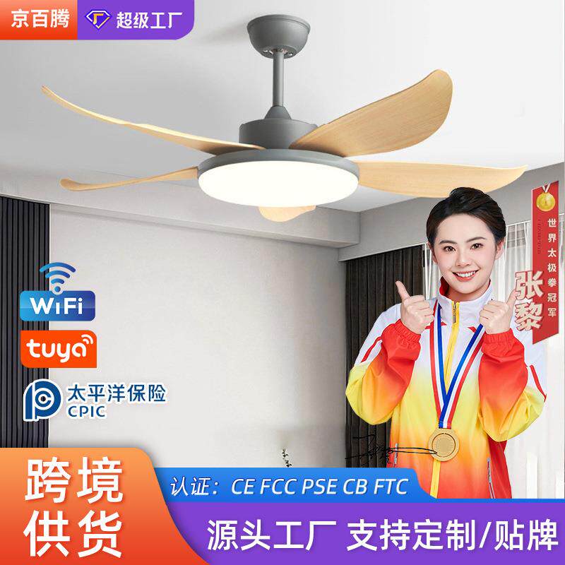 哇哦定制吊扇灯客厅家用吸顶风扇灯餐厅灯风扇一体吊杆风扇吊灯