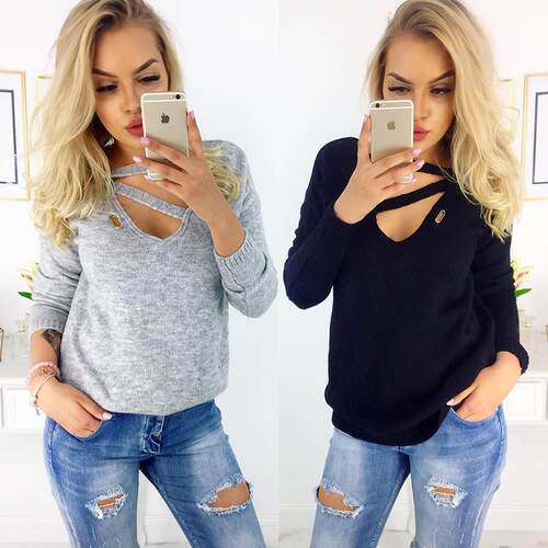 Women's woolen collar long sleeved T-shirt top for women