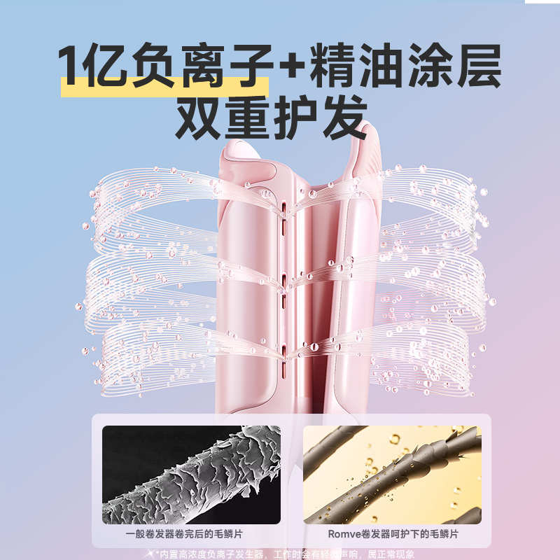 蛋卷卷发棒36mm深v水波纹三管大卷 宿舍旅行便携持久定型蛋卷发棒