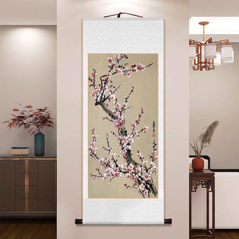 董守平《红梅报》春画《梅花》卷轴挂画新中国风装饰画客厅书房茶