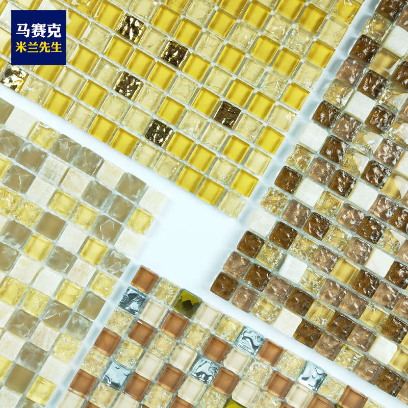金色黄色马赛克瓷砖背景墙厨房洗手台玻璃墙贴石材卫生间浴室客厅