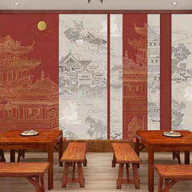 3d立体感浮雕新中式墙纸中国风客厅壁布硬包背景墙布酒店装修壁纸