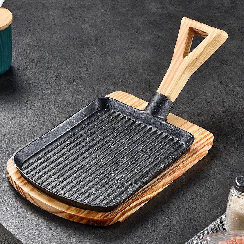 韩国烤盘商用铸铁手柄铁板锅铲烧烤板戳烧烤餐厅锄铁板烧烤板