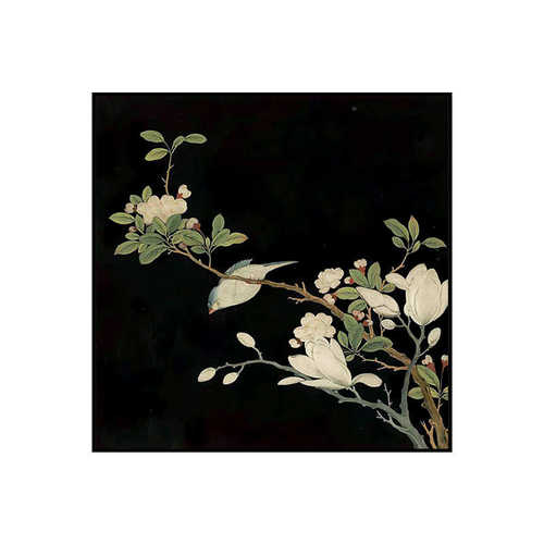 喜上眉梢》中古风装饰画客厅餐厅玄关茶室壁画禅意花鸟方形挂画