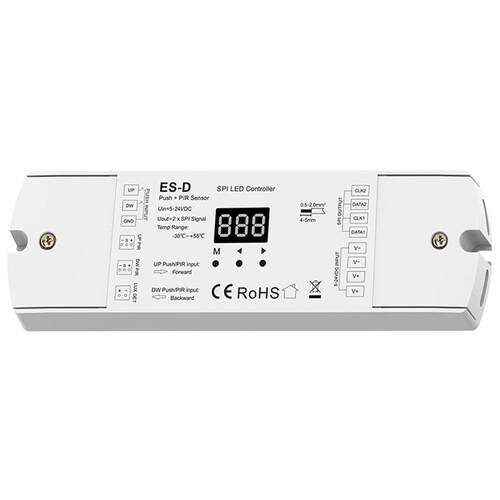 DS-L 32种动态模式跑⻢追逐流⽔拖尾渐变飘DMX512-SPI解码器数显