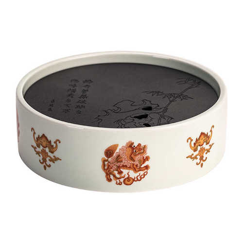 干青花复古台家用配件承壶茶具托盘茶承高端釉里红陶瓷养泡壶储水