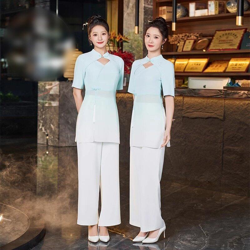 足浴店气质工作服女春夏新款足疗技师工作服休闲养采耳师套装