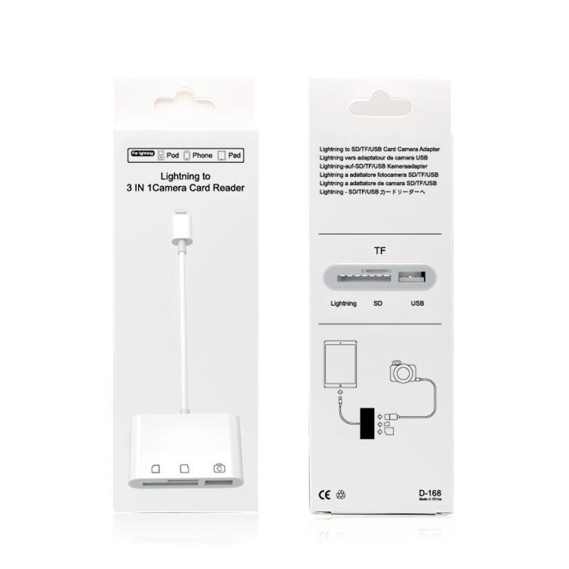 苹果三合一多功能读卡器 适用苹果手机Linghting接口电脑厂家供应