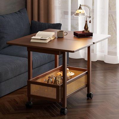 边几茶几可移动家用小户型中古折叠小推车客厅多功能实木沙发边柜