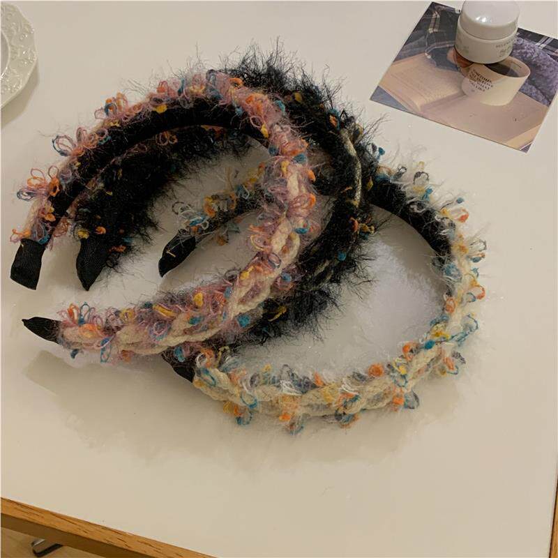 韩国新头款秋冬彩色针毛OII线宽织发版箍 甜美可爱麻花头箍高级饰