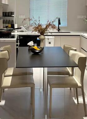 博宇家具黑色岩板餐桌悬浮亚克力书桌透明ins现代依诺德利丰饭桌