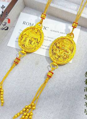 金店同款古法沙金金凤香囊吊坠  新中式国潮风凤凰于飞流苏挂坠