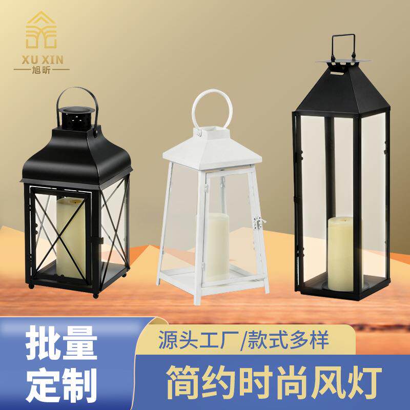 led法式蜡烛灯风灯家居装饰铁制烛台悬挂创意复古小油灯厂家