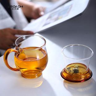 北大史可爱萌萌泡茶杯耐热过滤办公室简约家用大容量带把水杯茶水