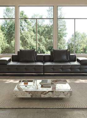 劳伦斯端沙发极简黑色直排横端厅高DLJ大气高组合客公厅办室四人