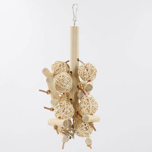 原木鹦鹉玩具益智啃咬藤球鸟玩具训练鹦鹉宠物鸟用品小宠实木玩具
