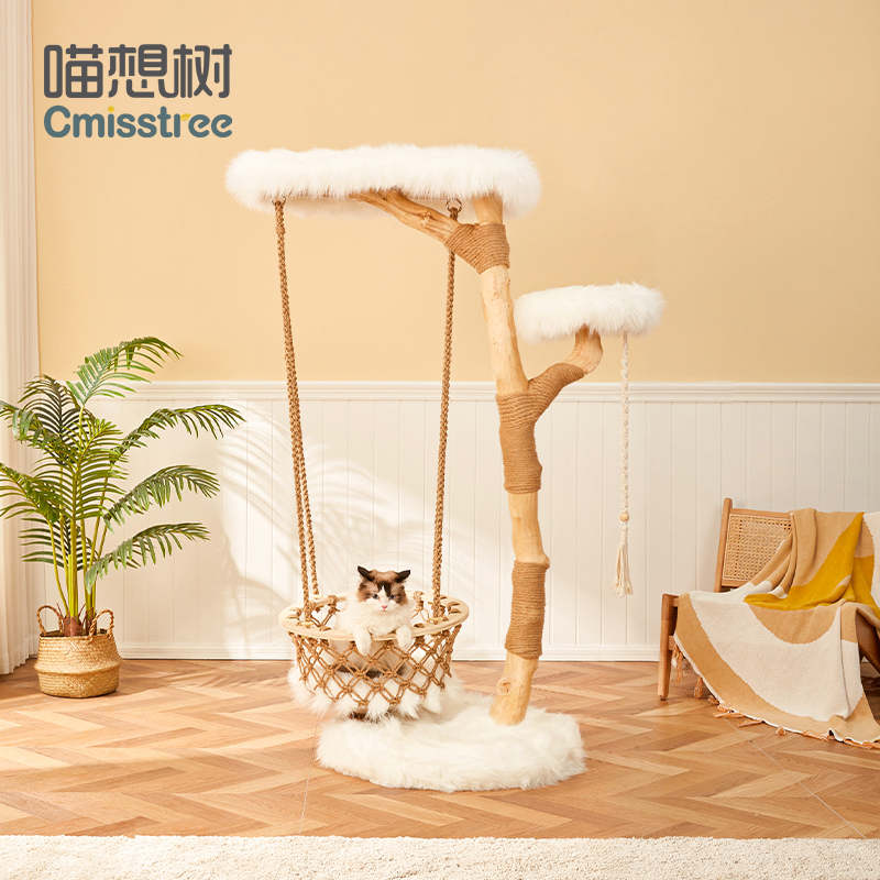 喵想树猫爬架猫别墅纯手工实木大型猫树摇篮猫跳台用品猫玩具云朵